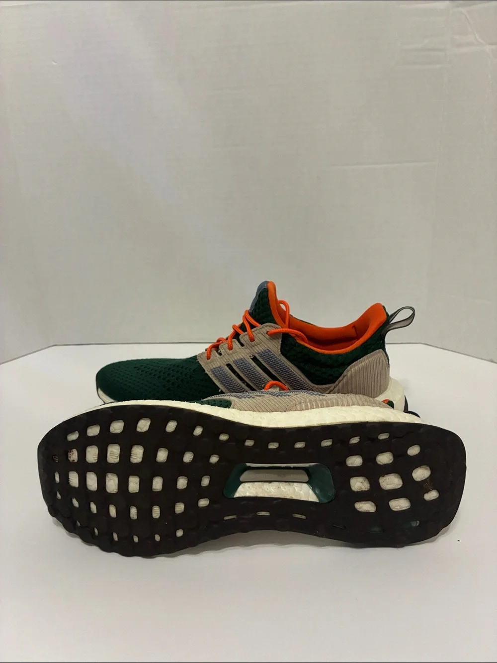 adidas Men's Green Knit Runners with Orange Laces